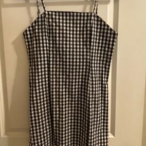 black and white checkered dress